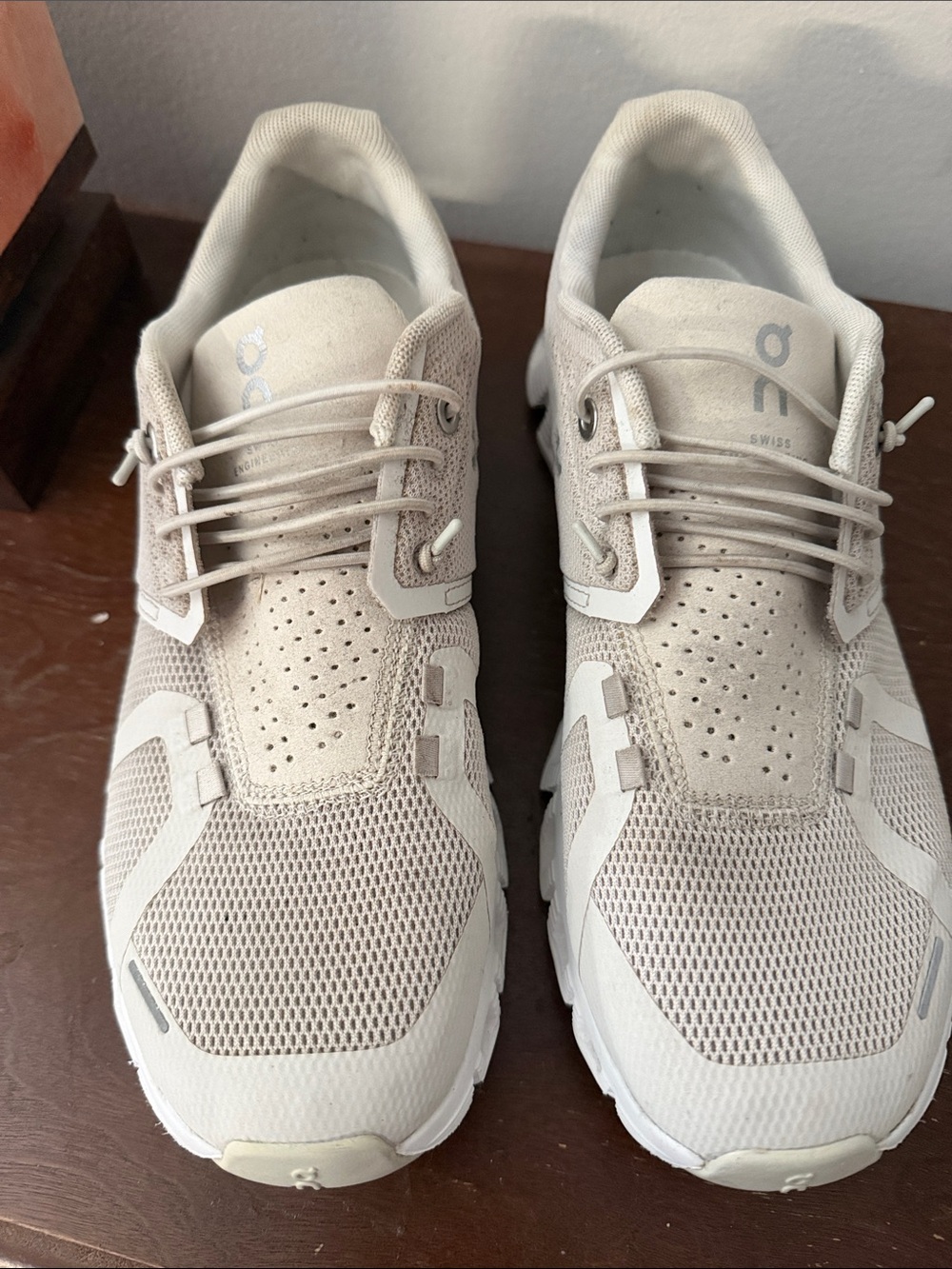 On Running Women's Beige and White Running Shoes